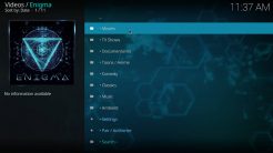 Enigma Kodi Addon Main Menu