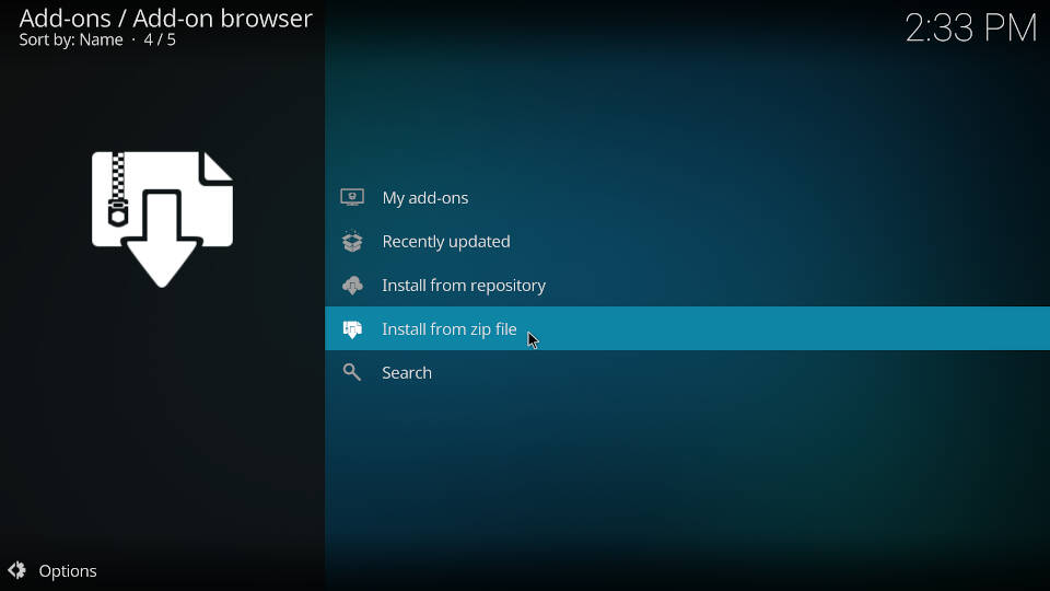 How to install a Kodi repository - Step 3