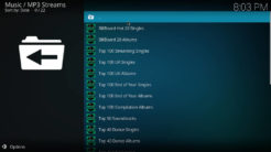 MP3 Streams Kodi Addon Billboard Charts Section