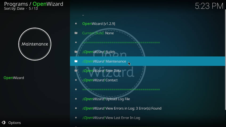 Fix Kodi Buffering with the Open Wizard Kodi Addon - Step 1