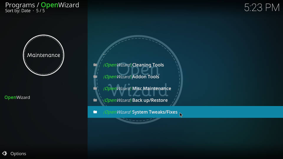 Fix Kodi Buffering with the Open Wizard Kodi Addon - Step 2