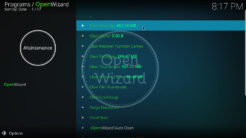 Open Wizard Kodi Addon Cleaning Tools Section