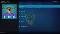 TAZ Kodi Addon Main Menu