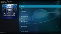 Uranus Kodi Addon Main Menu