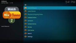 WatchNixtoons2 Kodi Addon Main Menu