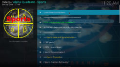 Alpha Quadrant Kodi Addon Main Menu