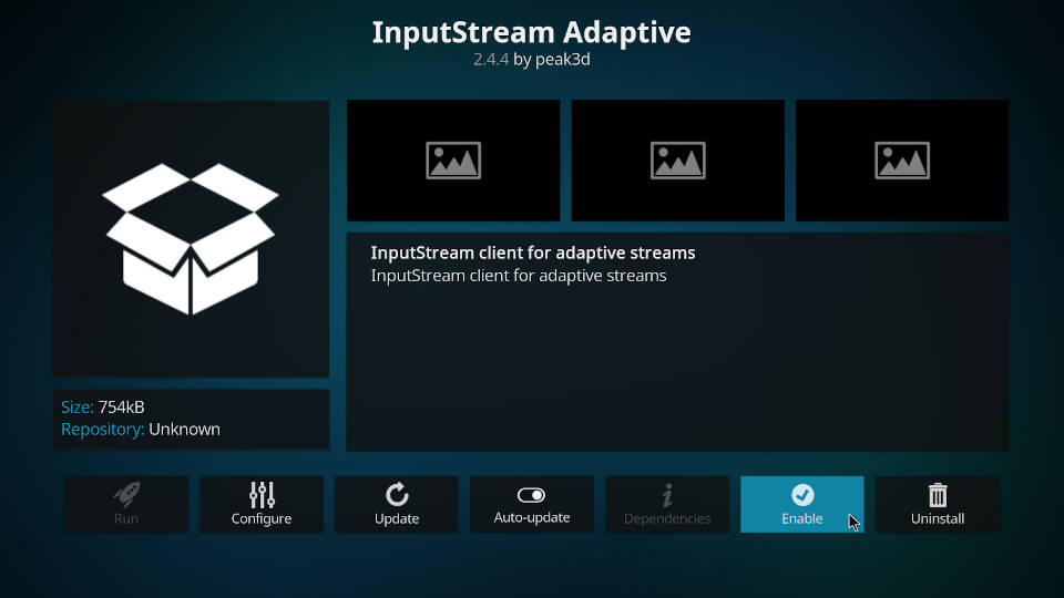 Enable InputStream Adaptive and RTMP Input in Kodi - Step 7