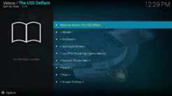 USS Defiant Kodi Addon Main Menu