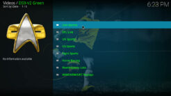 DS9 V2 Green Kodi Addon Main Menu