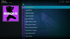 Risque Kodi Addon Main Menu