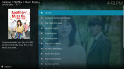 Netflix Kodi Addon Main Menu