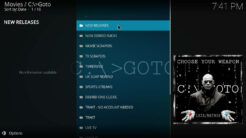 GOTO Kodi Addon Main Menu