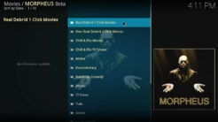 Morpheus Kodi Addon Main Menu