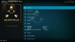 Morpheus Kodi Addon TV Shows Section