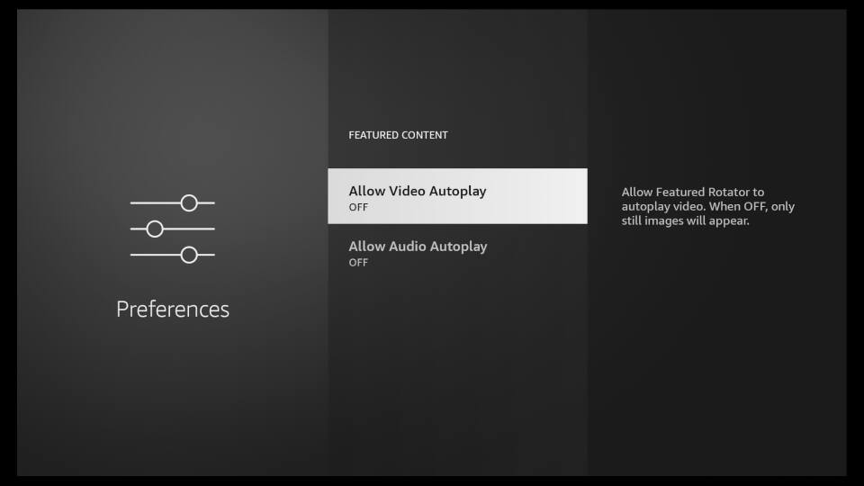 Fire TV Settings - Featured Content & Autoplay 3