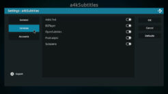 a4kSubtitles Kodi Addon Services Settings