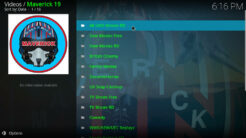 Maverick Kodi Addon Main Menu