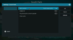 South Park Kodi Addon Settings