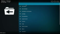 Vimeo Kodi Addon Categories Section