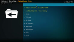 Fork You Kodi Addon Main Menu