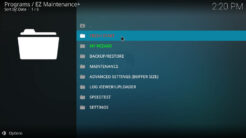 EZ Maintenance Kodi Addon Main Menu