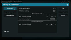 EZ Maintenance Kodi Addon Settings