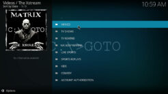 The Xstream Kodi Addon Main Menu