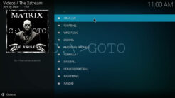 The Xstream Kodi Addon Live Sports Section