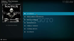 The Xstream Kodi Addon Sports Replays Section