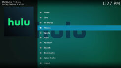 Hulu Kodi Addon Main Menu