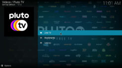 Pluto TV Kodi Addon Main Menu