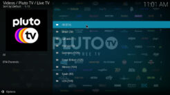 Pluto TV Kodi Addon Live TV Section