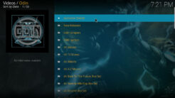 Odin Kodi Addon Main Menu