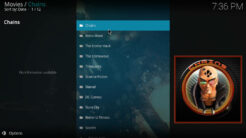 Chains Kodi Addon Main Menu