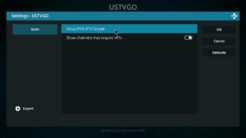 USTVGO Kodi Addon Settings