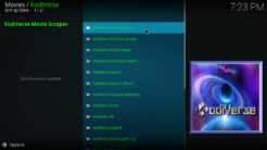 KodiVerse Kodi Addon Main Menu