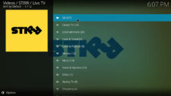 STIRR Kodi Addon Live TV Section