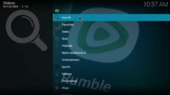 Rumble Kodi Addon Main Menu