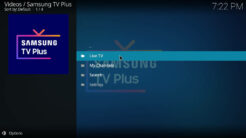 Samsung TV Plus Kodi Addon Main Menu
