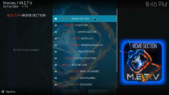 M-E-T-V Kodi Addon Main Menu