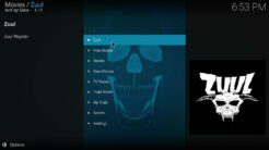 Zuul Kodi Addon Main Menu