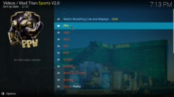 Mad Titan Sports Kodi Addon Main Menu
