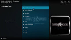 Chain Reaction Kodi Addon Main Menu