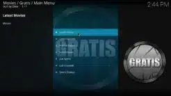 Gratis Kodi Addon Main Menu